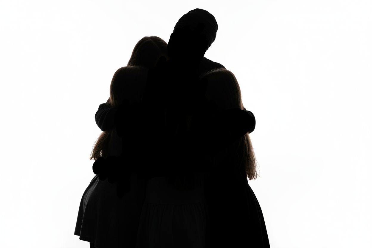 yes but i don't want to see the face features and add three little girls with her only